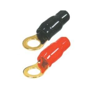 Ringkabel Schuh, 2 x rot/2 x schwarz, 8,4 mm D, bis 6 qmm, vergoldet, Blister